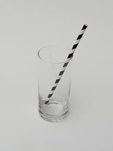 Load image into Gallery viewer, Black stripe paper straws made in Great Britain. Our biodegradable eco friendly paper straws are recyclable with a low carbon footprint. Say no to plastic – our planet matters.