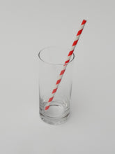 Load image into Gallery viewer, Red stripe paper straws made in Great Britain. Our biodegradable eco friendly paper straws are recyclable with a low carbon footprint. Say no to plastic – our planet matters.